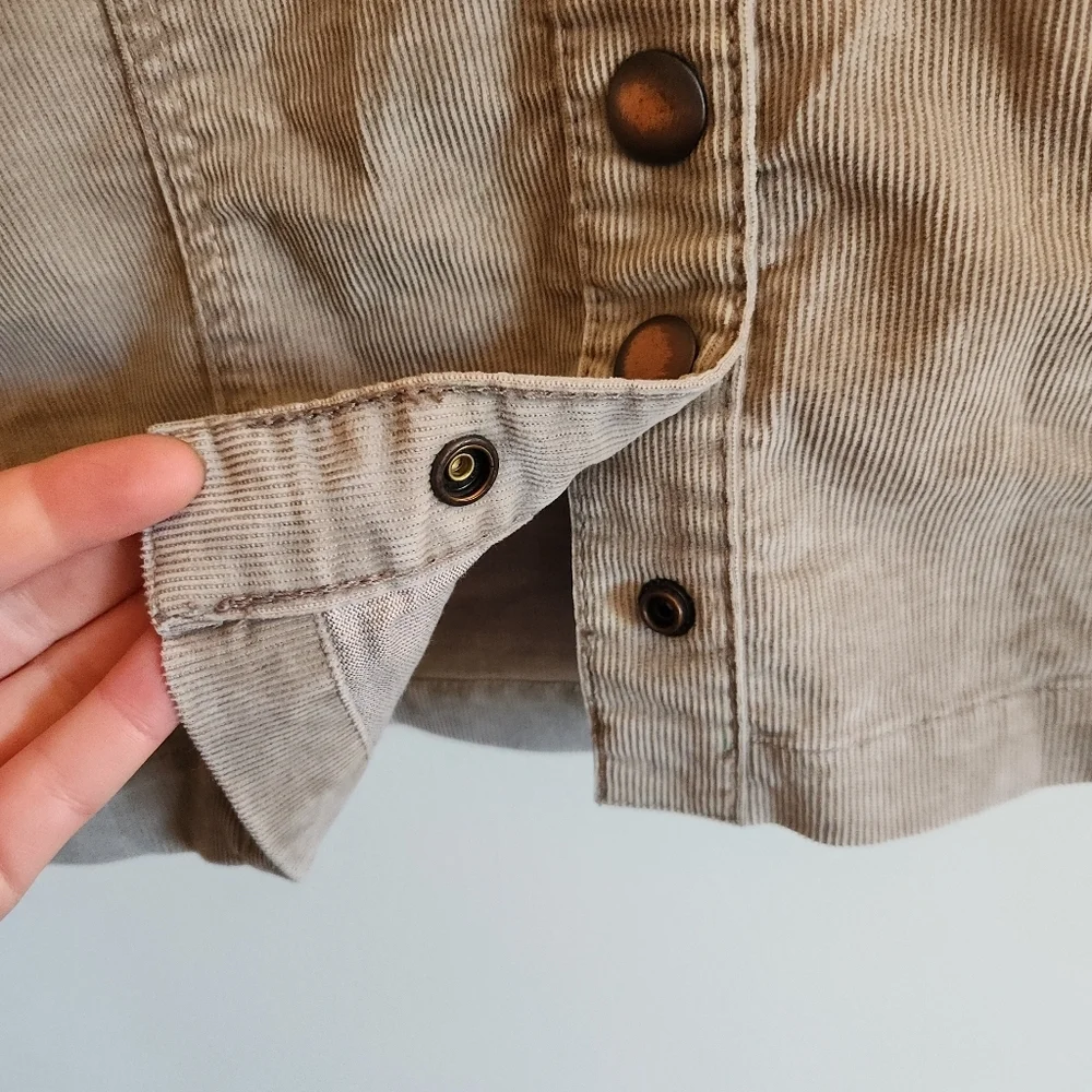GAP Y2K Button-Front Corduroy Mini Skirt in Taupe Tan Small 4 Cotton